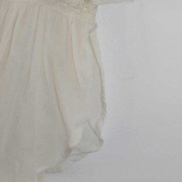 Boston Proper Top XS Cream Embroidered Ruffle Sleeve Peasant Boho Cottage - Picture 7 of 8